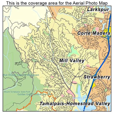 Aerial Photography Map of Mill Valley, CA California