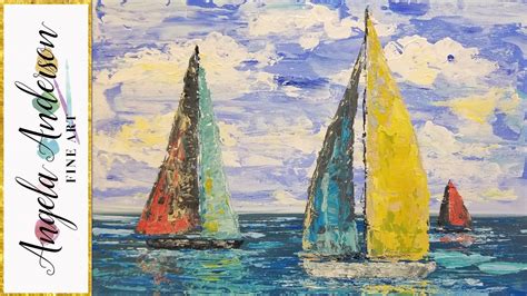 Simple Sailboat Seascape Acrylic Painting Tutorial using Palette Knife LIVE Step by Step Lesson ...