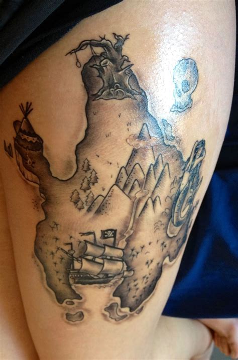 Peter Pan Neverland Map Tattoo