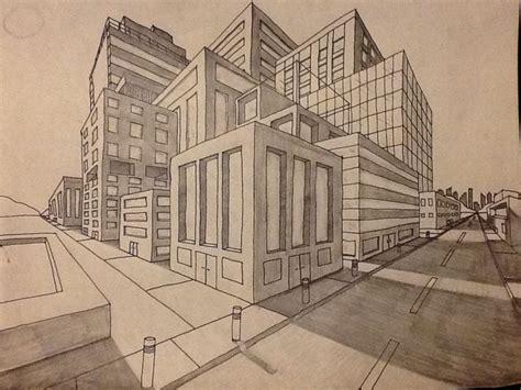 2-point perspective buildings | Perspective drawing architecture ...