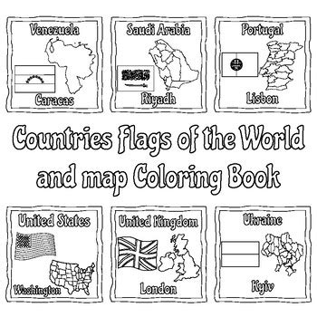 Countries Flags of the World and map Coloring Book | TpT