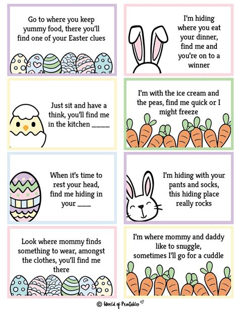 Free Printable Easter Egg Hunt Clues | Easter egg hunt clues, Egg hunt ...