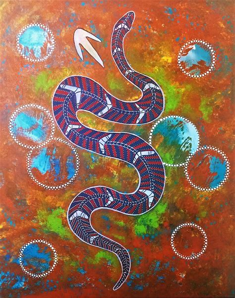 "Noongar Art Snake - Serpent of Waitchinicup" by Michael Cummings. Paintings for Sale. Bluethumb ...