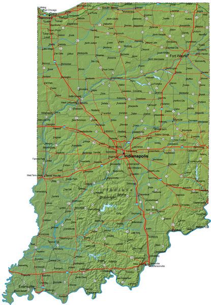 Detailed Indiana Road Map - Indiana • mappery