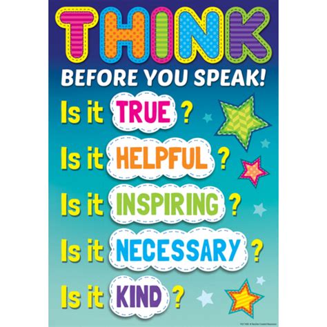 Think Before You Speak Positive Poster - TCR7408 | Teacher Created ...