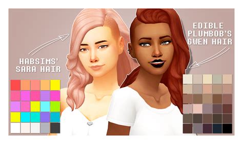 simlishsweetie:“Shaved Hair Recolors // Habsims’ Sara Hair + Edibleplumbob’s Gwen Hair• I love ...