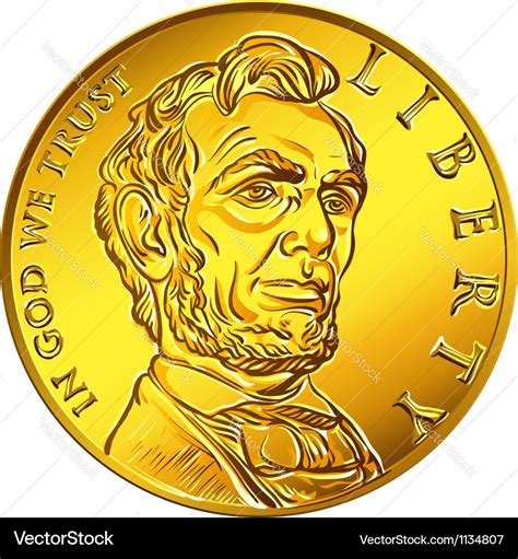 American money one dollar gold coin Royalty Free Vector