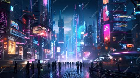 Premium AI Image | Cyberpunk retro futuristic city with neon lights