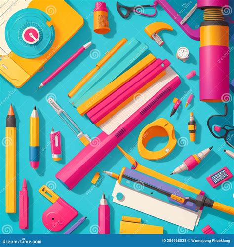 Artistic Stationery Illustration with Drawing Supplies and Design Elements, Ai Generative Stock ...