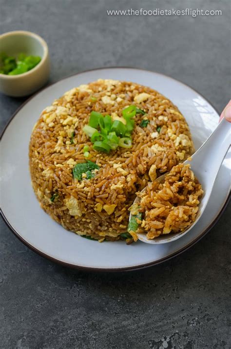 Easy Soy Sauce “Egg” Fried Rice - The Foodie Takes Flight