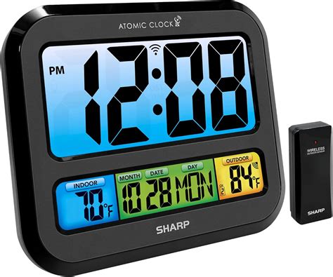 SHARP Atomic Clock with Bright Color Display, Atomic Accuracy, Jumbo 3" Easy to Read Numbers ...