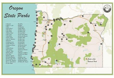 Oregon State Parks Map | Etsy Regarding Oregon State Parks Map ...