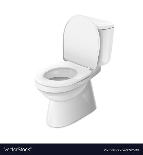 Clean white toilet bowl seat side view realistic Vector Image