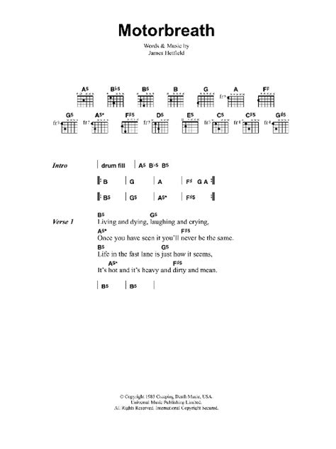 Motorbreath by Metallica - Guitar Chords/Lyrics - Guitar Instructor