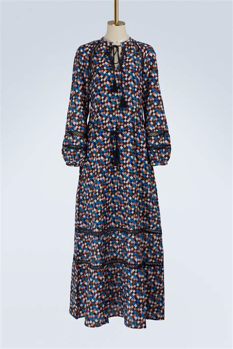 Tory Burch Cotton Sonia Long Dress in Blue - Lyst