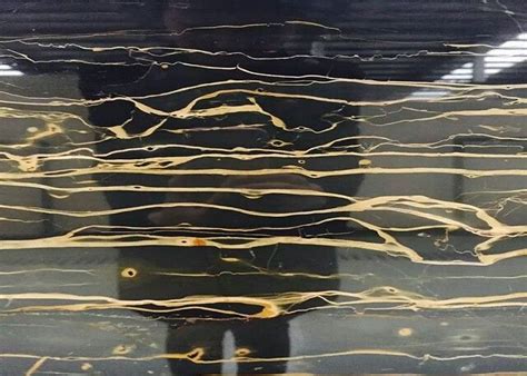 Gold Veins Black Marble Kitchen Floor Tiles Polished Surface Finishing