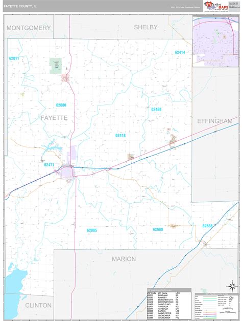 Fayette County, IL Wall Map Premium Style by MarketMAPS