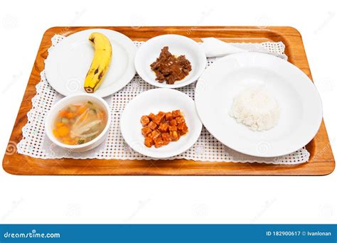 Hospital Food on the Tray stock image. Image of rice - 182900617