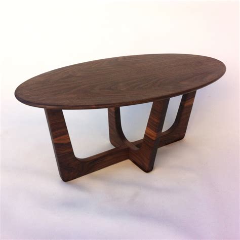 Mid Century Modern Elliptical Solid Walnut Coffee Table