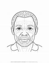 African Old Male Face With Beard Coloring Page Illustration sketch template