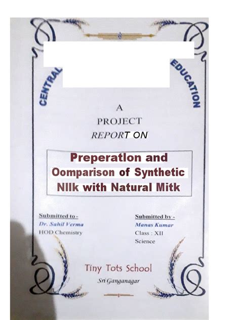 Chemistry Project Report | PDF | Dairy | Nutrition