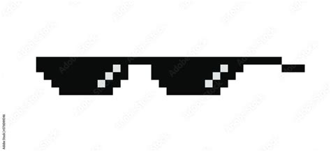 Pixel art glasses. Thug life meme glasses isolated on white background Stock Vector | Adobe Stock