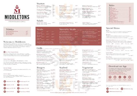 Middletons Steakhouse & Grill Leicester, Leicester: Restaurant Menu ...