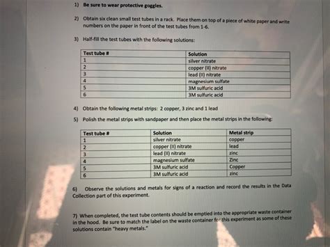 Solved Chemistry single displacement lab: page 1- lab | Chegg.com