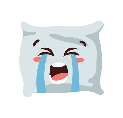 Hand Drawn Funny Pillow Emoji. Cartoon Character Sleeping Element Emoticon. Facial Expression ...