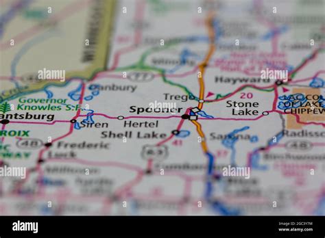 Spooner Wisconsin USA shown on a road map or Geography map Stock Photo - Alamy