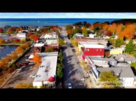 Amazing Fall Aerial Footage ok Frankfort Michigan and Lighthouse Pure Michigan 4K - YouTube