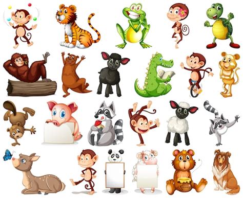 Free Vector | Set of animal cartoon character