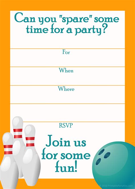 Free Printable Bowling Birthday Party Invitations - Printable Word Searches