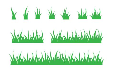 Set of Green Grass Isolated. Grass tuft and seamless horizontal green ...