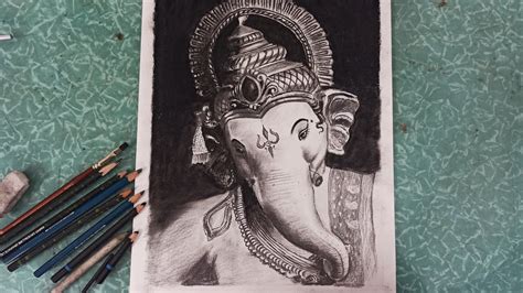 How to draw realistic lord genesha | chintamani ganpati bappa drawing ...