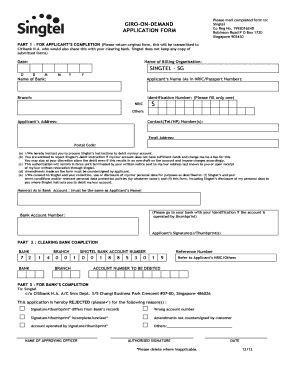 Singtel Giro Form - Fill Online, Printable, Fillable, Blank | pdfFiller