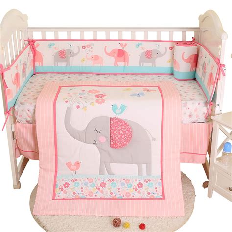 Best Pink And Grey Elephant Baby Bedding - U Life