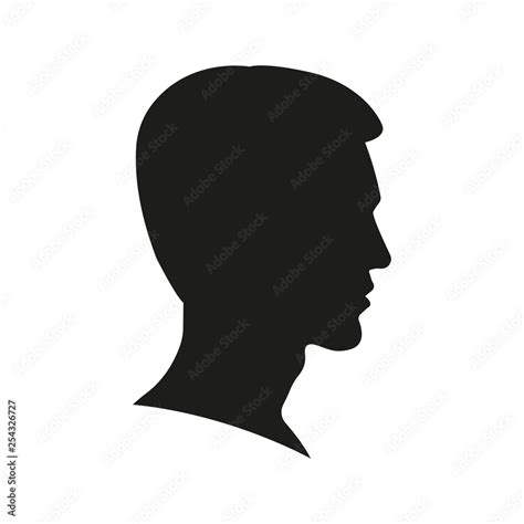 Man face silhouette. Profile view. Young Boy portrait. Male Head icon. Side view. Vector ...