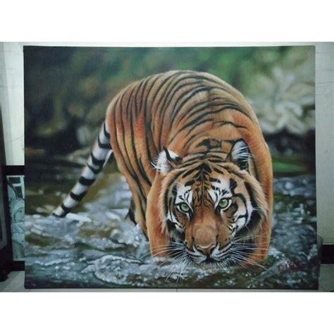 Jual Lukisan harimau super realis ukuran 120x100cm Indonesia|Shopee Indonesia