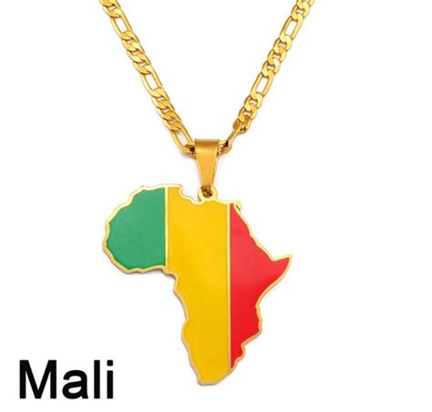 18K Gold-plated Mali Africa Map With Countries Flag Pendant - Etsy