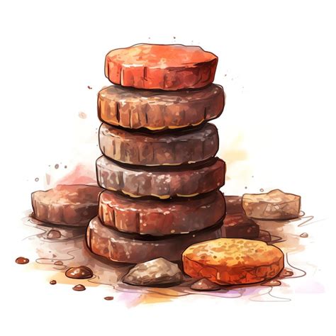 Premium AI Image | Cow dung cakes used for ritual diwali watercolor illustration