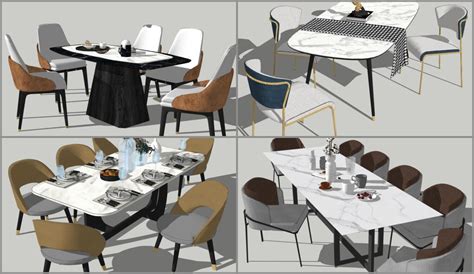 5097. Dining Table And Chair Sketchup Model Free Download
