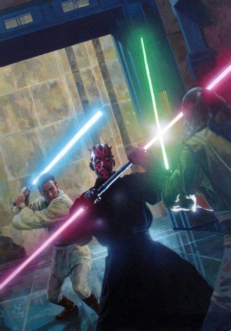 Obi-wan & Qui-gon vs Darth Maul by Hugh Flemming | Star wars artwork, Star wars art, Star wars