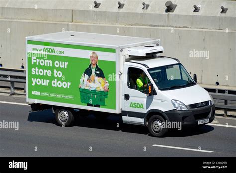 Asda home groceries delivery van with store to door advertising slogan ...