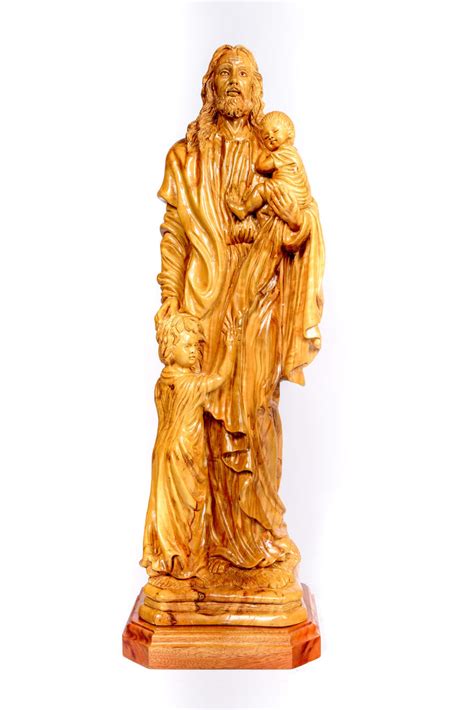 Large Jesus Christ with the Children Olive Wood Statue – The Bethlehem Nativity Group