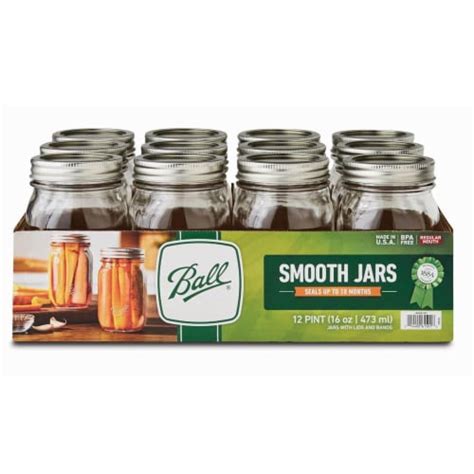 Ball Canning - Jars Smooth Sided Regular Mouth 16 Oz - Case of 1 - 12 ...