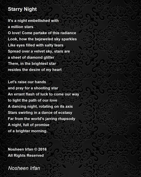 Starry Night by Nosheen Irfan - Starry Night Poem