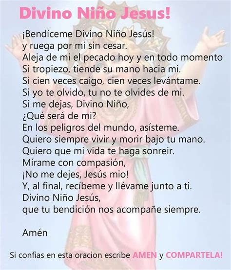 Oración al Divino Niño | Oraciones, Oraciones cristianas, Oración del día