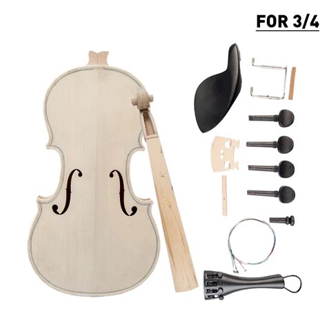 DIY Violin 3/4 Violin DIY Kit Natural Solid Wood Acoustic Violin Fiddle Kit Spruce Top Maple ...