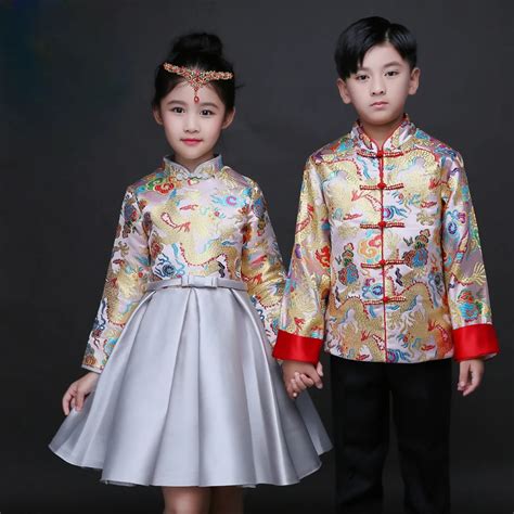 Children baby clothing boy kids tang costume satin chinese qipao long ...